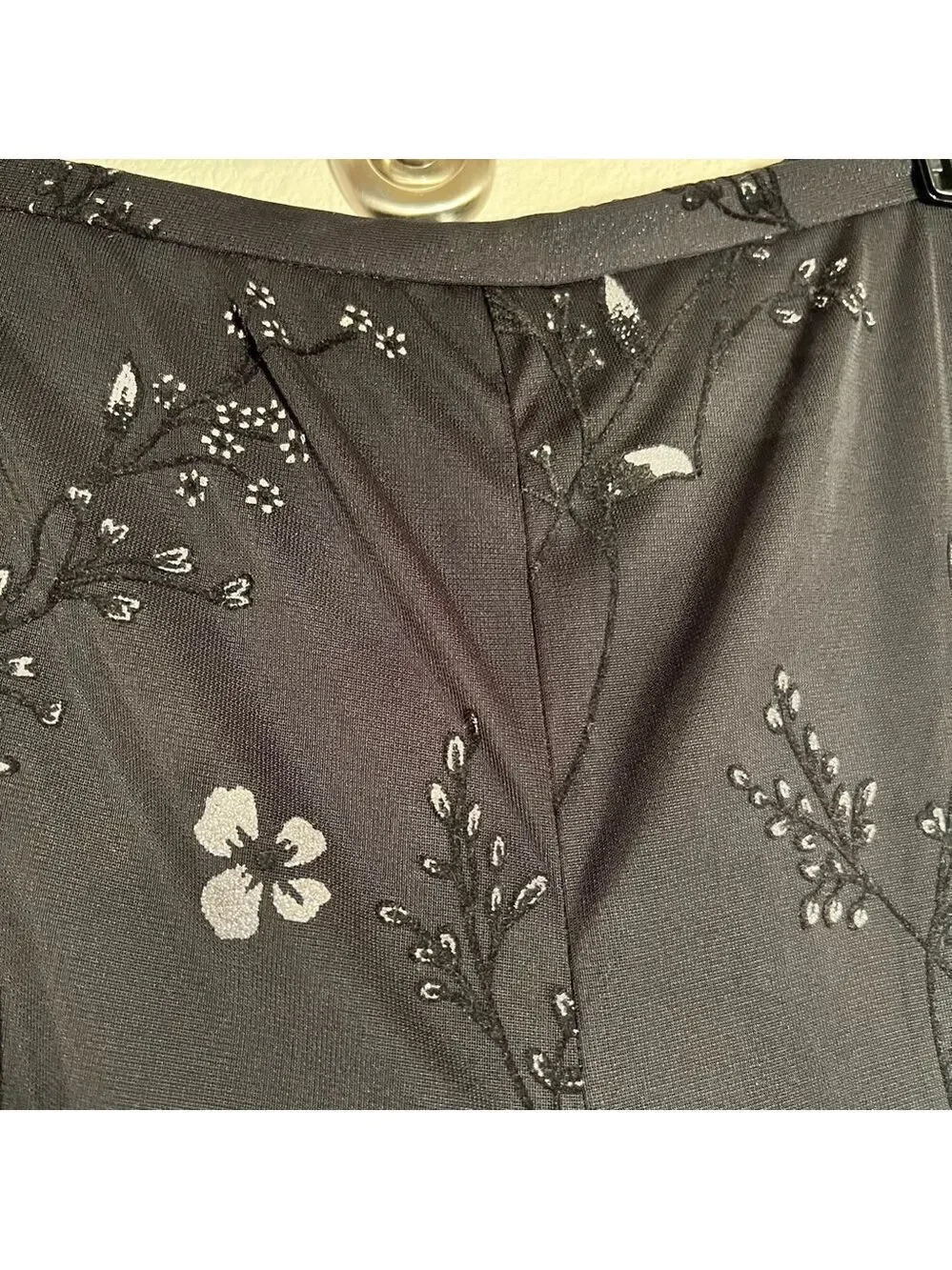 Black Floral Wide Leg Pants